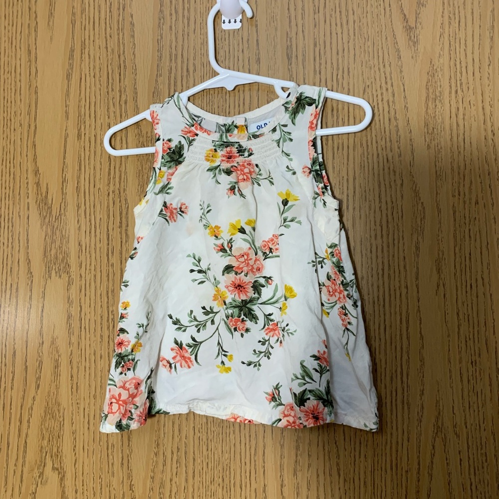Old Navy Kids Floral Blouse - White with Pink and Green
